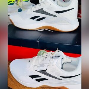Reebok White and Black Sneakers with Gum Sole